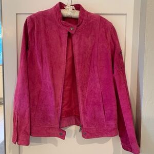 Suede Leather  Pink Jacket i.e. Petite Large
